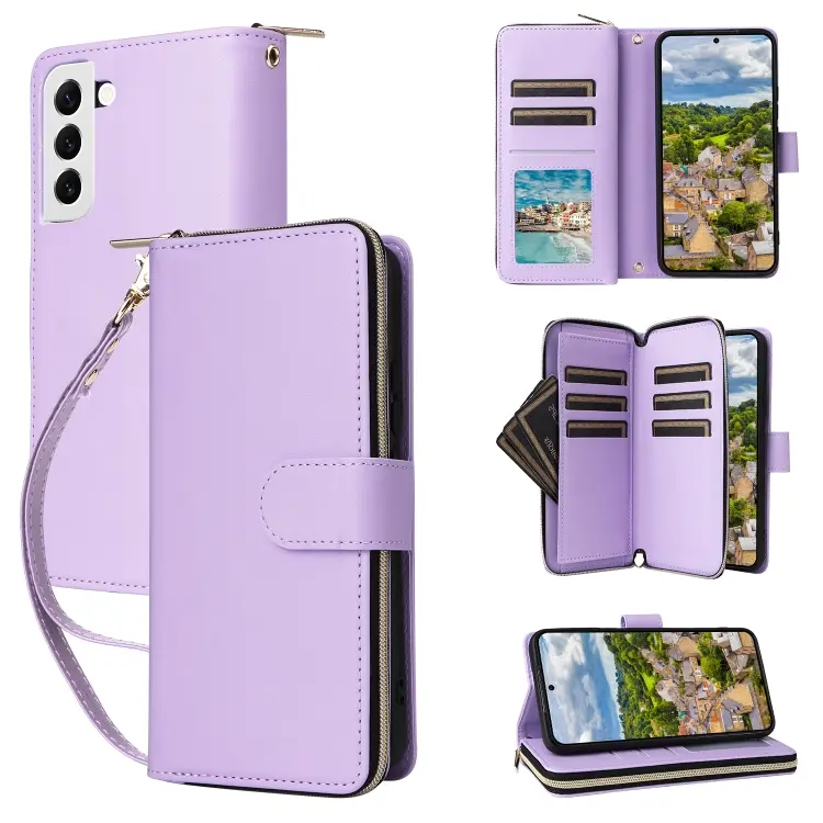 Portafoglio con cerniera e nove slot per carte per Galaxy S22 5G
