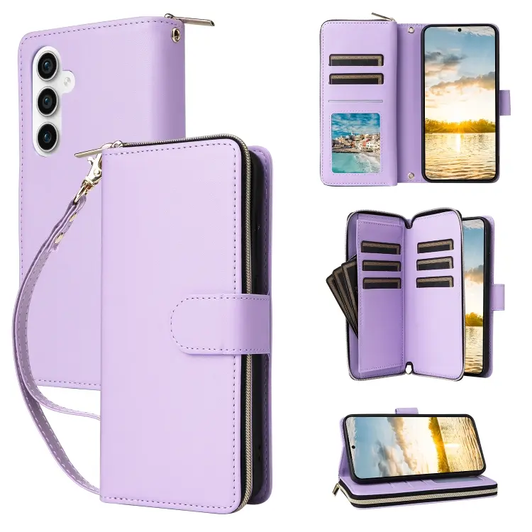 Portafoglio con cerniera e nove slot per carte per Galaxy S23 FE, Ultra e S23+