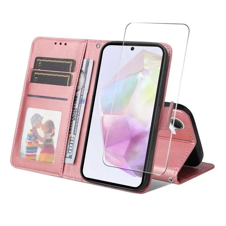 Portafoglio in pelle di vitello con pellicola per Galaxy A56, A36, S25 e S25+ 5G