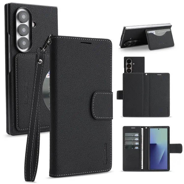 Portafoglio magnetico in ecopelle con texture effetto litchi per Galaxy Z Fold7