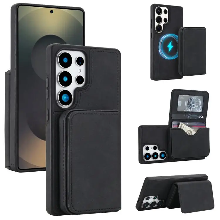 Portafoglio magnetico staccabile in similpelle con protezione RFID per Samsung