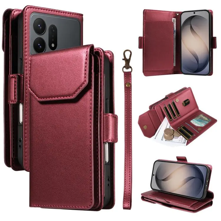 Portafoglio multi-carta in pelle con cinturino per Galaxy S26 FE 5G, Galaxy S26