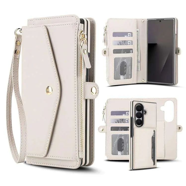 Portafoglio multifunzionale con custodia in pelle per Galaxy Z Fold7, Fold6