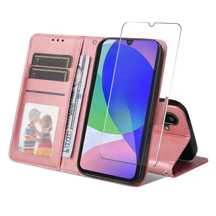 Portafoglio per carte in pelle di vitello con pellicola per Galaxy F16 / M16