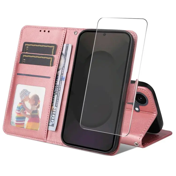 Portafoglio per carte in pelle di vitello con pellicola per Galaxy S25 FE 5G