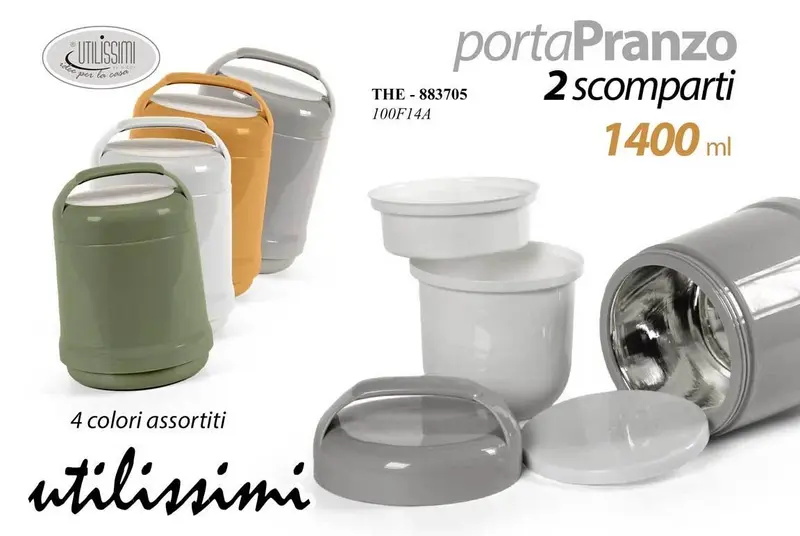 Portapranzo Termico Utilissimi 1,4 L - Con 2 Scomparti e Design Colorato