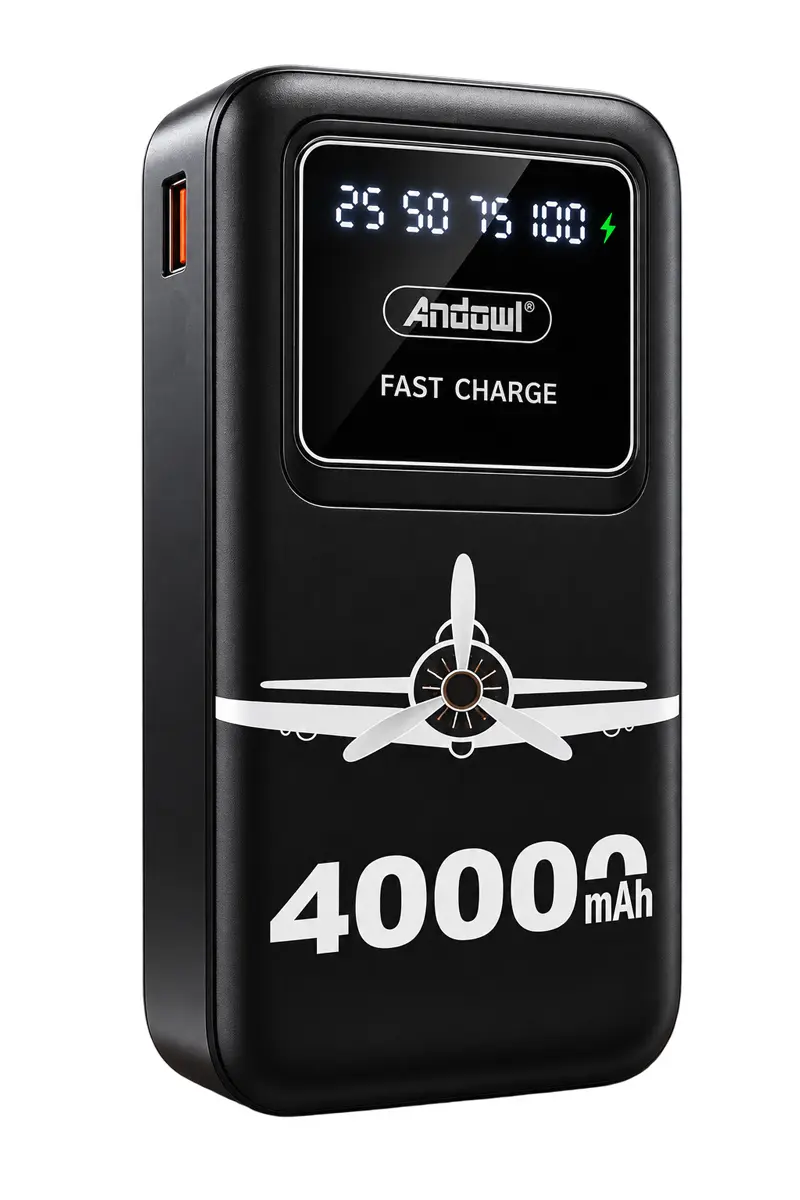 Power bank 40000mAh con cavi integrati e torcia LED Andowl Q-CD154