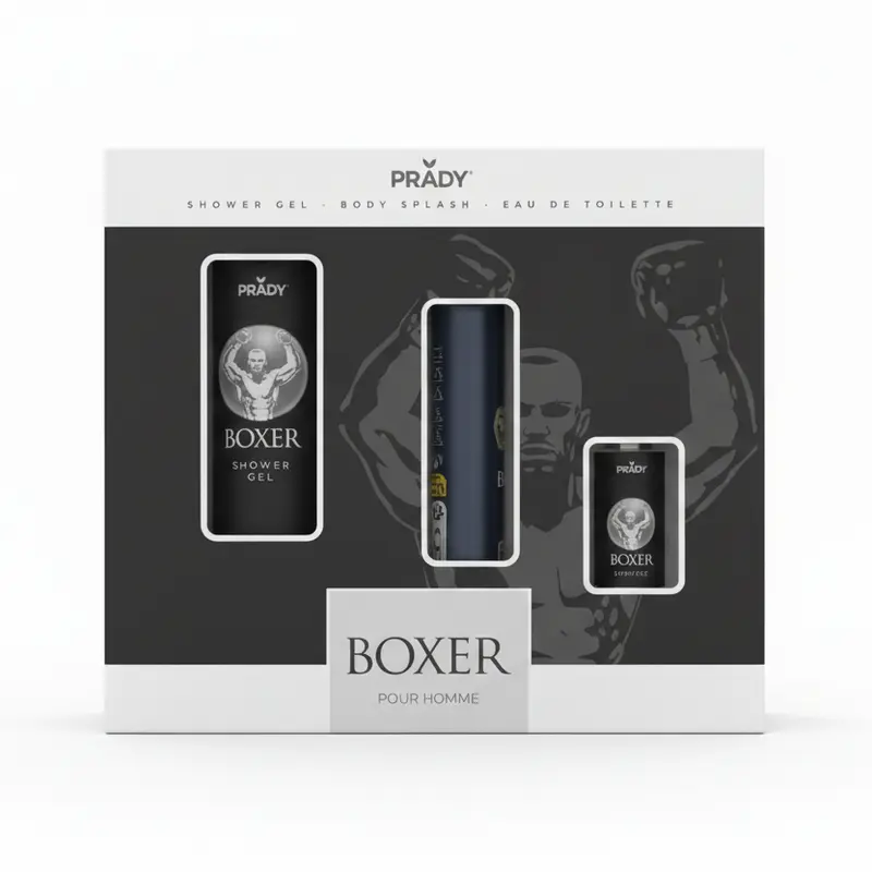 PRADY Boxer Pour Homme Set 3 Pezzi | EDT 50ml + Body Splash 75ml + Shower Gel 100ml | Fragranza Sportiva