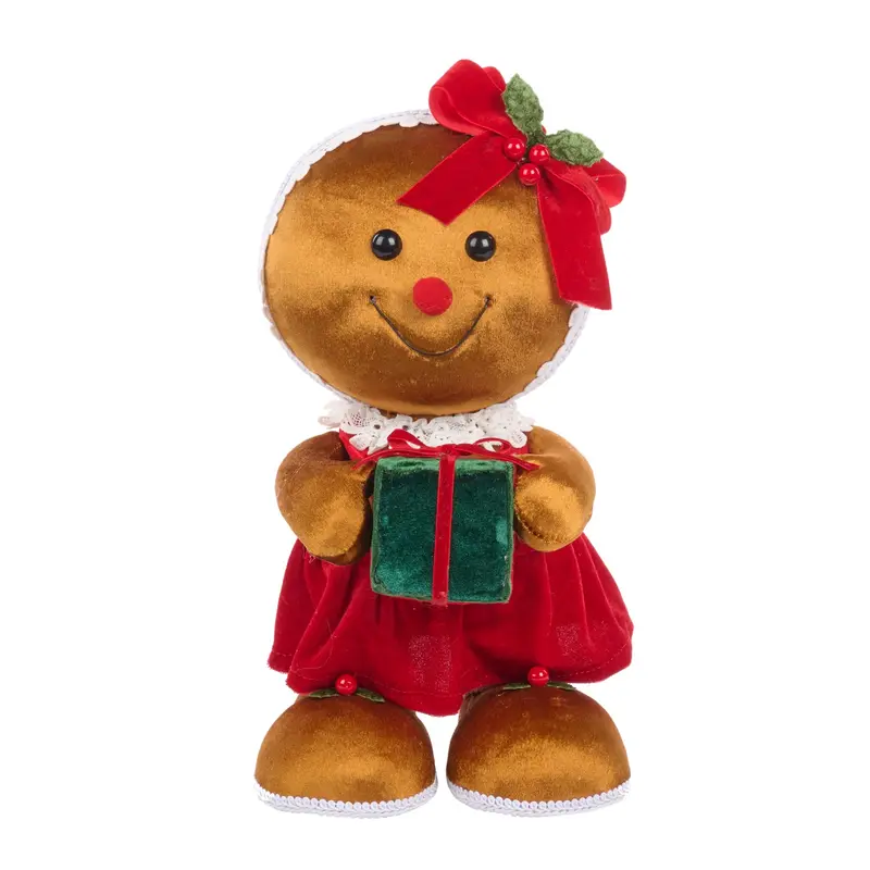 Pupazza Natalizia di Pan di Zenzero in Tessuto con Pacco Regalo – Goodwill, 35cm