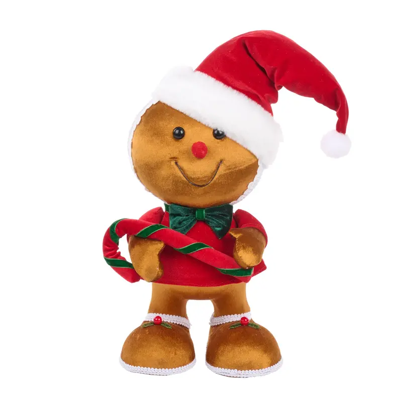 Pupazzo Natalizio Omino di Pan di Zenzero in Tessuto con Bastoncino di Zucchero – Goodwill, 36cm