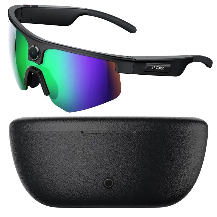 Q02 Ultra Cycling AI Smart Glasses with 8MP Camera, AI Translation, Video Recording, Voice Assistant, Ice Green Lens, Ice Purple Lens, Orange Lens, Gold Yellow Lens, Sunglasses Lens, Transparent Lens