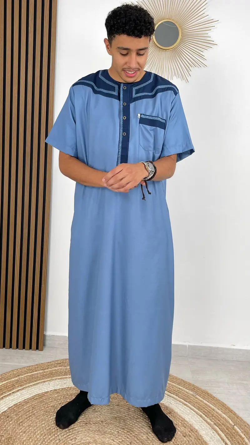 Qamis bicolour blu