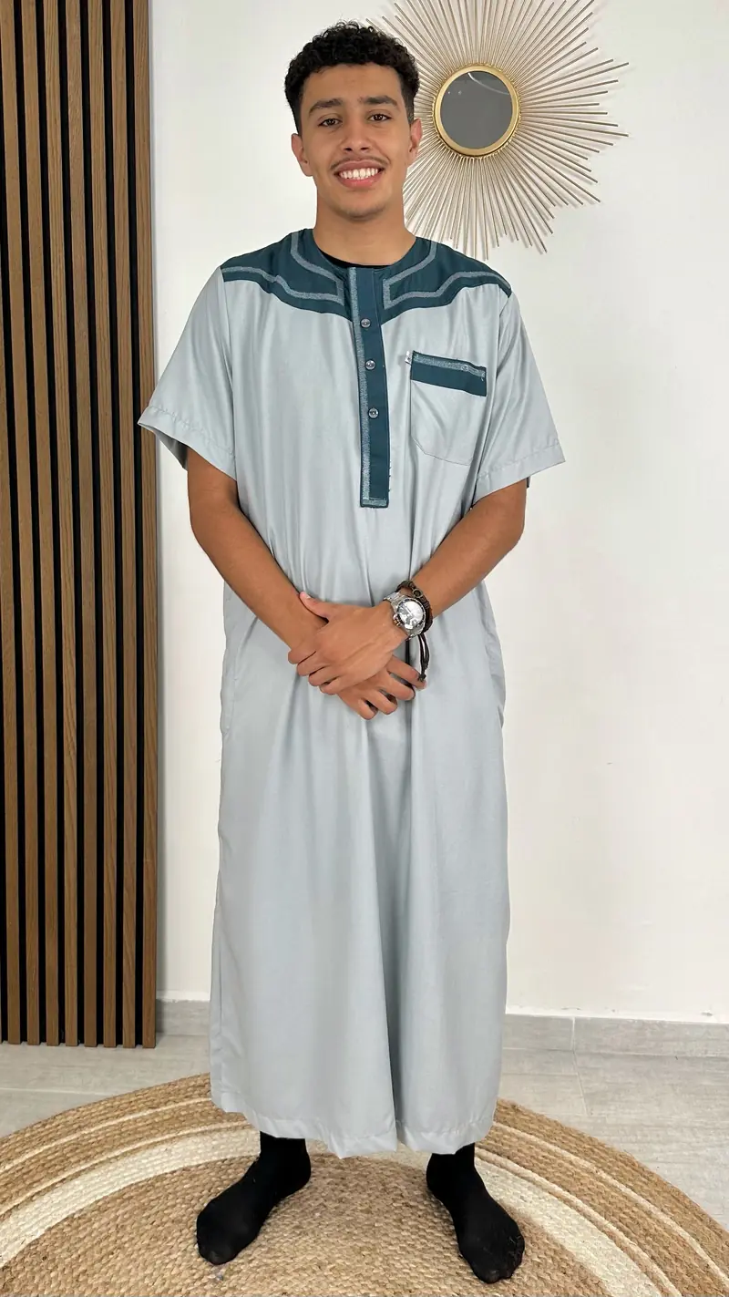 Qamis bicolour grigio