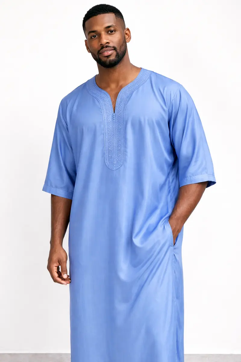 Qamis gandora per uomo azzurro