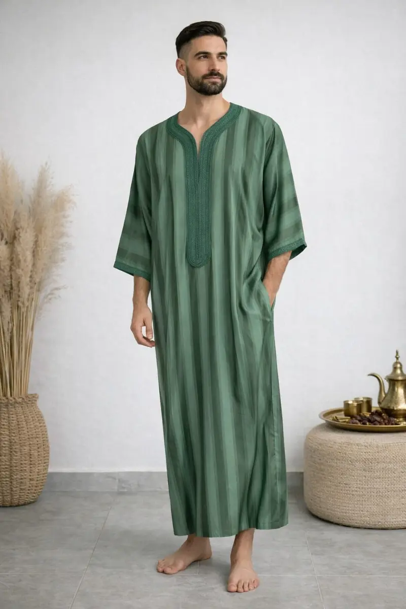 Qamis gandora per uomo verde