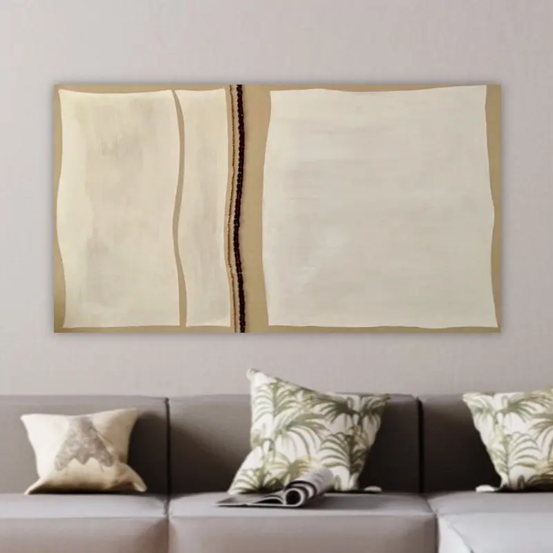 Quadro Moderno Materico, Grande Dipinto a Colori Neutri