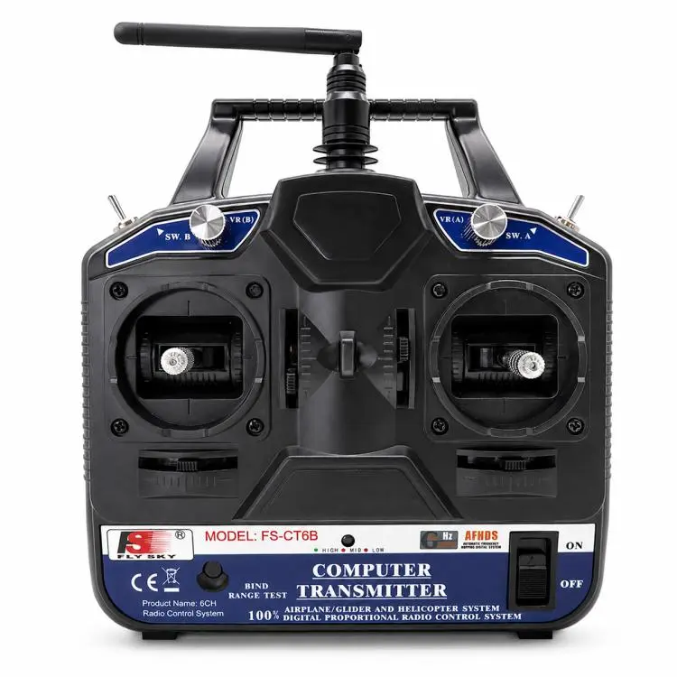 Radiocomando FlySky FS-CT6B a 6 canali da 2,4 GHz con ricevitore R6B., CT6B+R6B