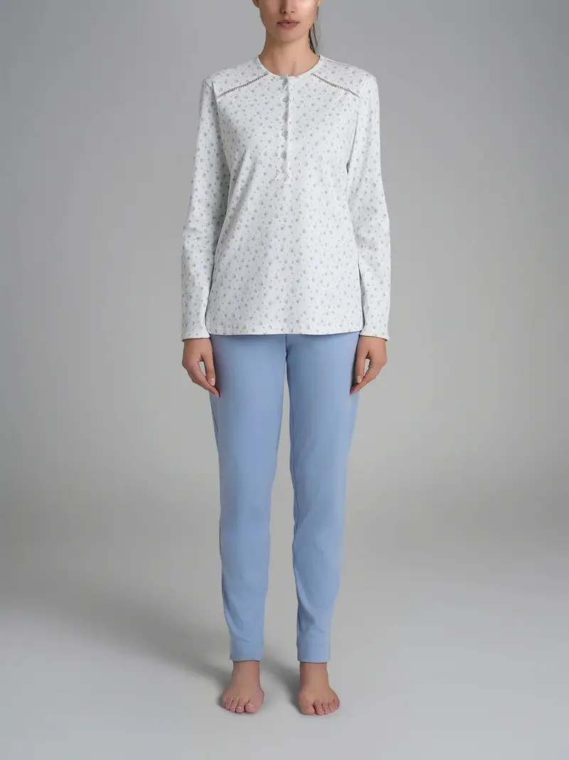 Ragno Pigiama Donna Caldo Cotone Serafino Lungo DR63N1
