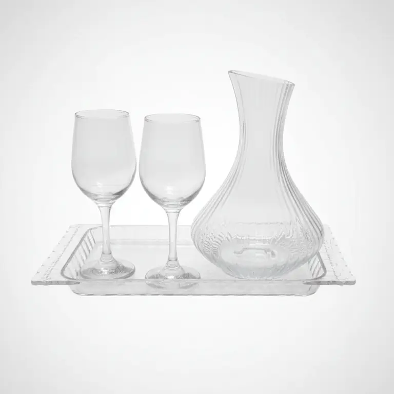 Reliable Home Set 8 Pezzi Servizio Vino – 6 Calici, Decanter 1,7L e Vassoio Coordinato