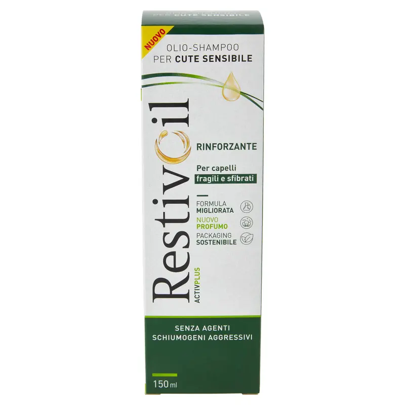 RestivOil Activplus Olio-Shampoo Rinforzante 150ml – Trattamento con Cheratina per Cute Sensibile e Capelli Deboli – Detersione Fisiologica Senza Schiumogeni Aggressivi