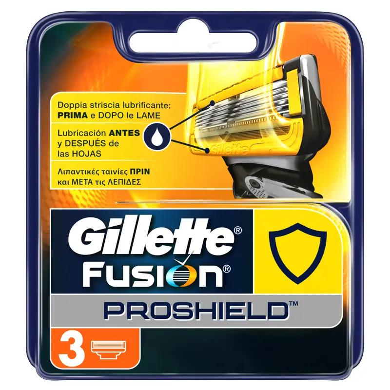 Ricariche Gillette Fusion ProShield (3 Lame) | Doppia Lubrificazione Anti-Irritazione | 5 Lame Ultra-Comfort