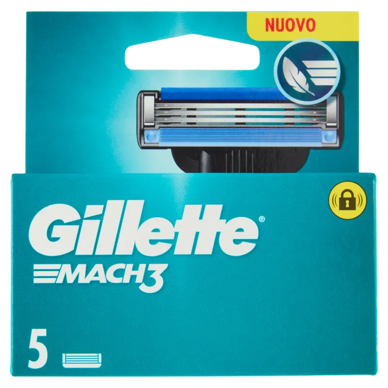 Ricariche Gillette Mach3 (5 Testine) | 3 Lame più resistenti dell'Acciaio | Comfort fino a 15 Usi e Striscia Lubrificante