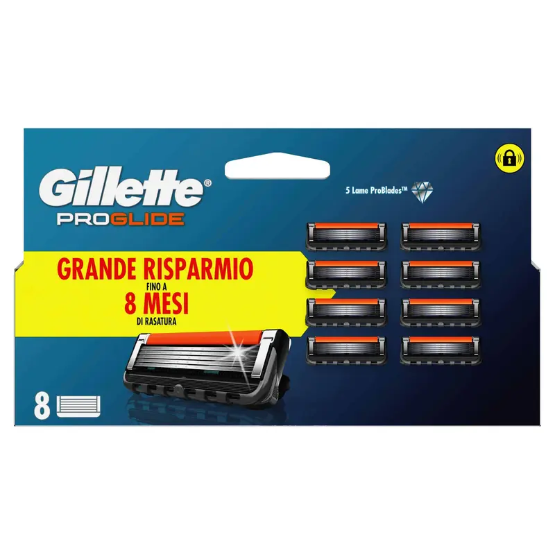 Ricariche Gillette ProGlide (8 Lame) | Grande Risparmio Fino a 8 Mesi | Rasatura Profonda 5 Lame ProBlades