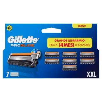 Ricariche Gillette ProGlide XXL (7 Testine) | Formato Scorta 14 Mesi | 5 Lame Ultra-Sottili Anti-Attrito e Rifinitore Precisione