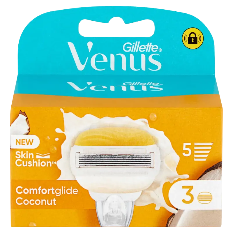 Ricariche Gillette Venus Comfortglide Coconut (3 Lamette) – 5 Lame con Barre Gel Integrate al Profumo di Cocco – Rasatura Idratazione No-Schiuma