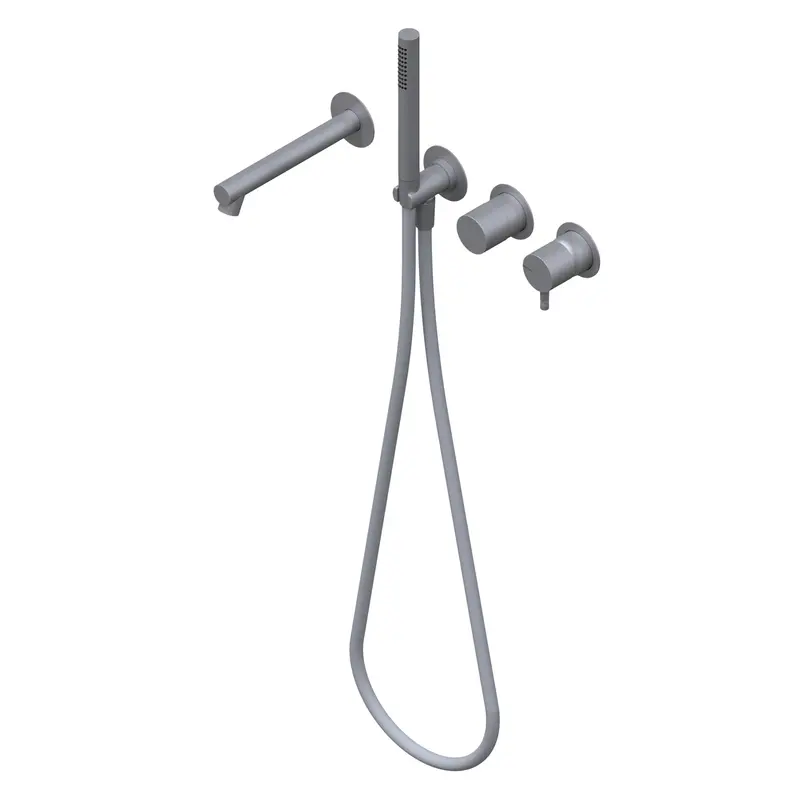 Ritmonio Diametro35 Inox rubinetto vasca da bagno a parete con deviatore 2/3vie E0BA0468ESD + PM0020L