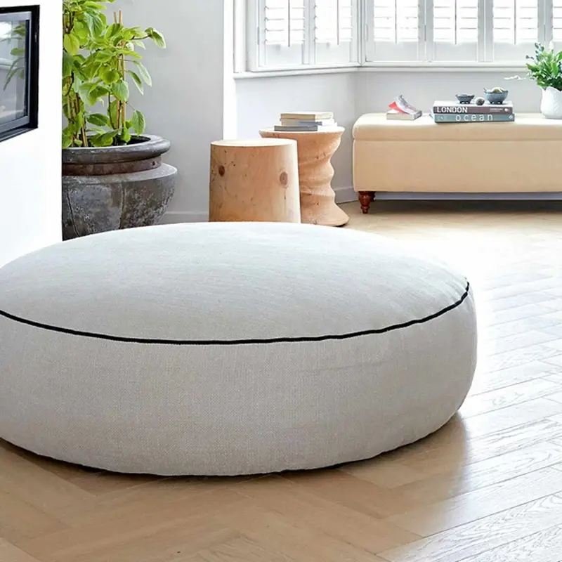 RIVETTO, Pouf Sacco Isola da divano Rotondo in Cotone XL