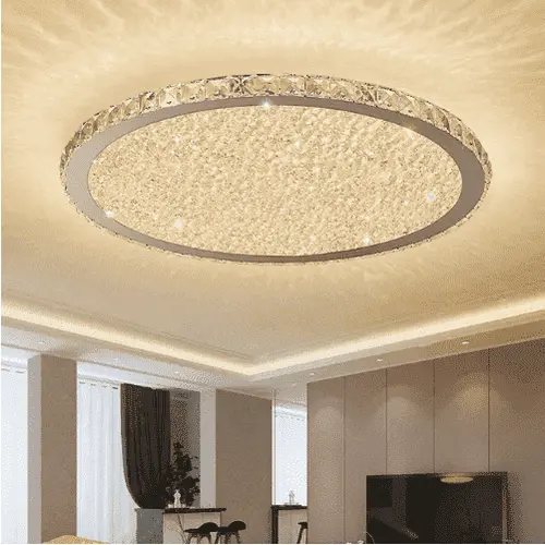 Round Chandeliers Embedded With Real Crystal