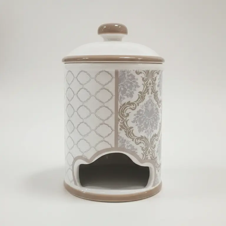 ROYAL Portacialde in Ceramica Shabby Decorato 24 cm | Dispenser Cialde Caffè Design Damascato | Porcellana Pregiata per Cucina