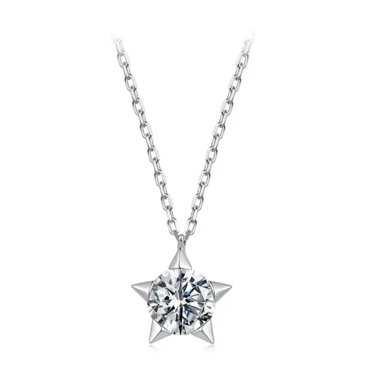 S925 Sterling Silver 1-Carat Sparkling Moissanite Necklace, MSN079