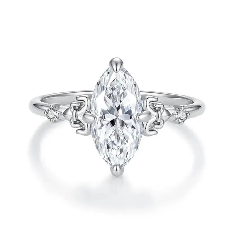 S925 Sterling Silver Teardrop-Shaped 2-Carat Moissanite Ring, 6 US Size, 7 US Size, 8 US Size
