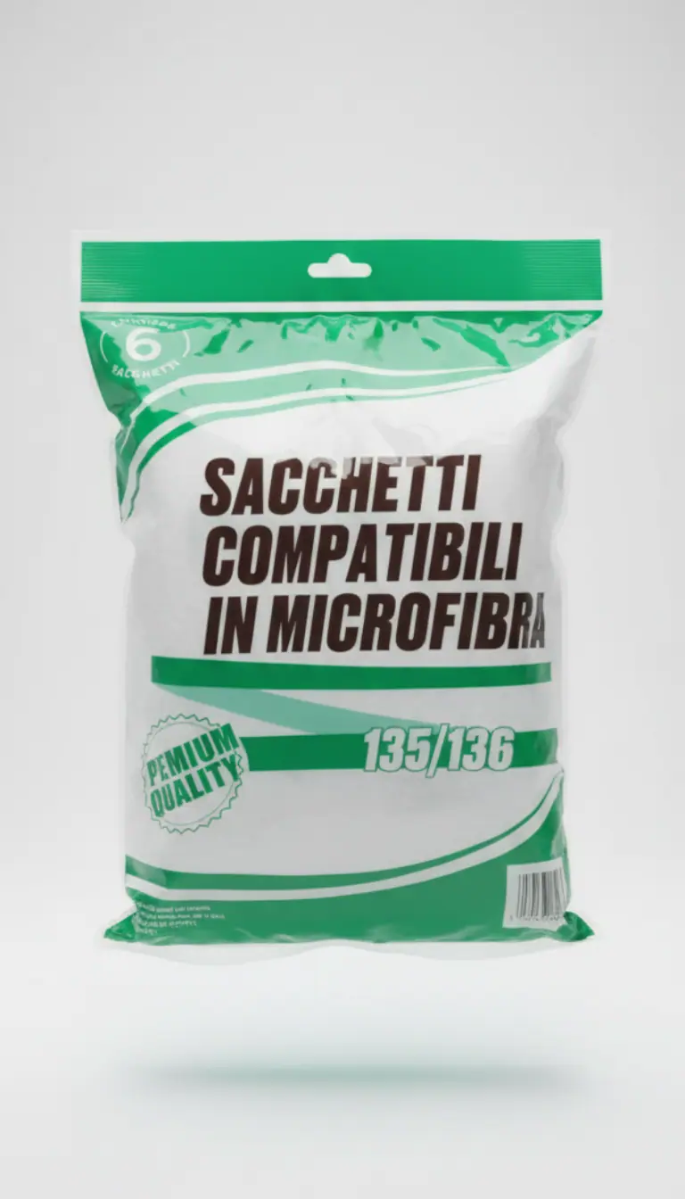 Sacchetti Compatibili Premium Quality per Folletto VK 135 - VK 136 | Microfibra ad Alto Potere Filtrante | Microfiltrazione Costante | Protezione Motore e Sistema Anti-Odore | Ricambio Alta Efficienza