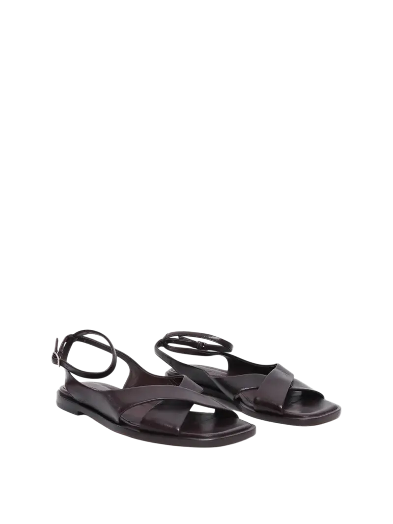 Sandalo in pelle nappa color cioccolato Guglielmo Rotta