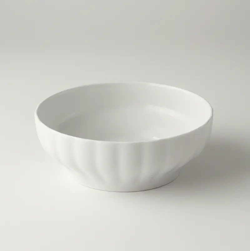 Saturnia Insalatiera Napoli Costolata Ø 23 cm – Porcellana Bianca Professionale – Elegante Design a Coste per Tavola e Catering