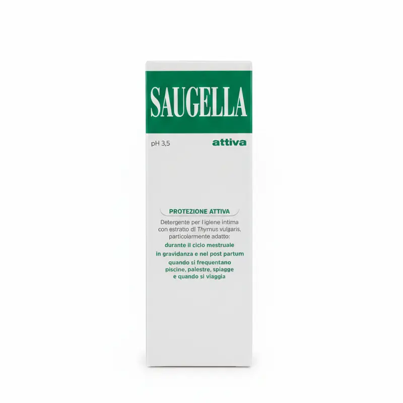 Saugella Attiva Detergente Intimo pH 3.5 con Timo | Protezione Antibatterica Naturale Ciclo e Gravidanza 250ml | Prevenzione Attiva Germi e Batteri