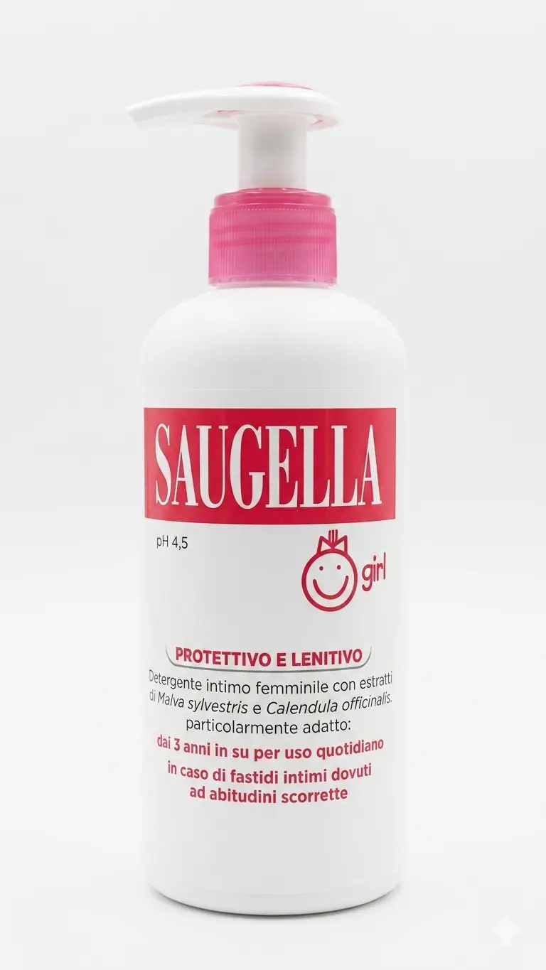 Saugella Girl Detergente Intimo Quotidiano 200ml | Specifico per Età Prepuberale | Con Malva, Calendula e Latte di Avena