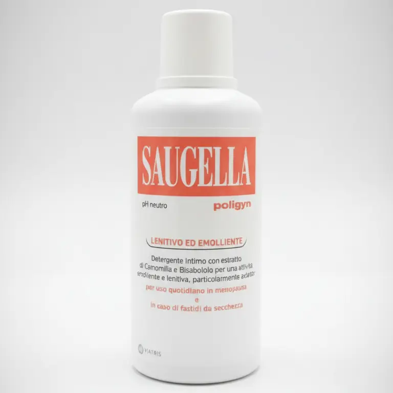 Saugella Poligyn Detergente Intimo pH Neutro 500ml | Emolliente e Lenitivo per Menopausa e Secchezza | Con Camomilla e Bisabololo