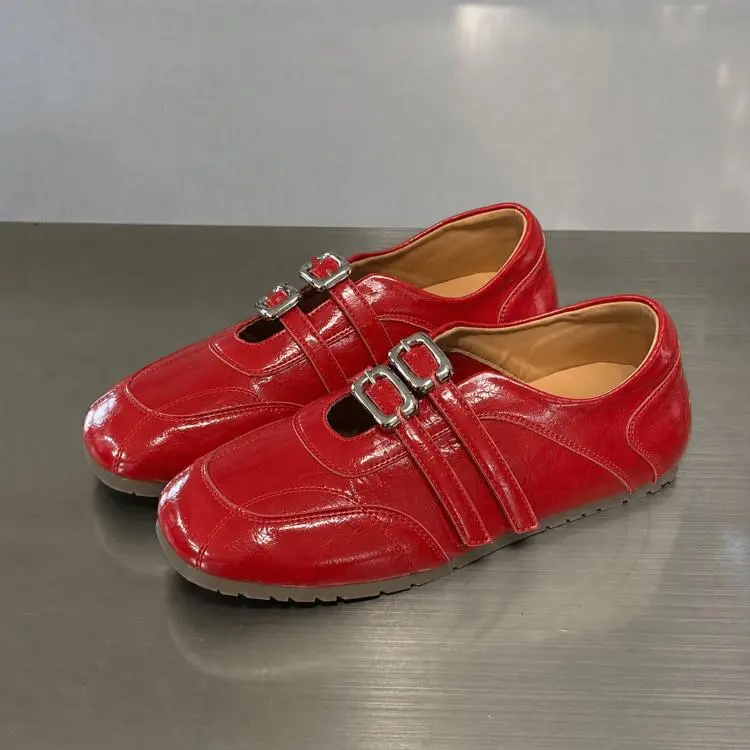 Scarpe basse da donna con rialzo interno, stile balletto, punta quadrata, doppia fibbia, modello slip-on casual, con punta quadrata e doppia fibbia., 35, 36, 37, 38, 39, 40
