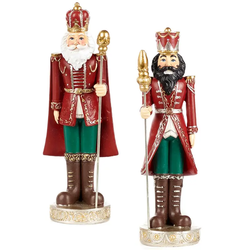 Schiaccianoci Natalizio Decorativo su Base Burgundy, Verde e Oro – Goodwill, 17cm