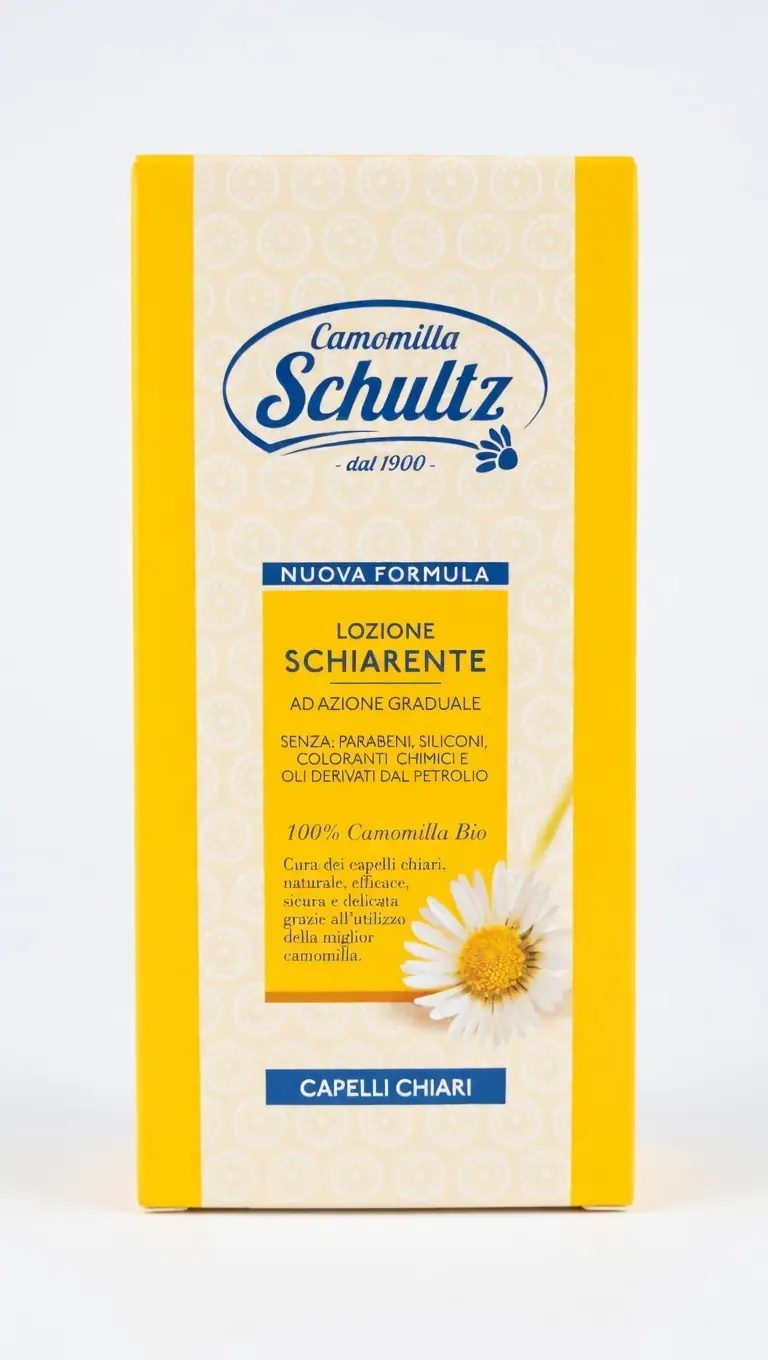 Schultz Lozione Schiarente Camomilla 200ml | Schiaritura Graduale e Naturale | Con Camomilla Biologica | Senza Ammoniaca, Parabeni e Siliconi | Per Capelli Biondi e Castano Chiari