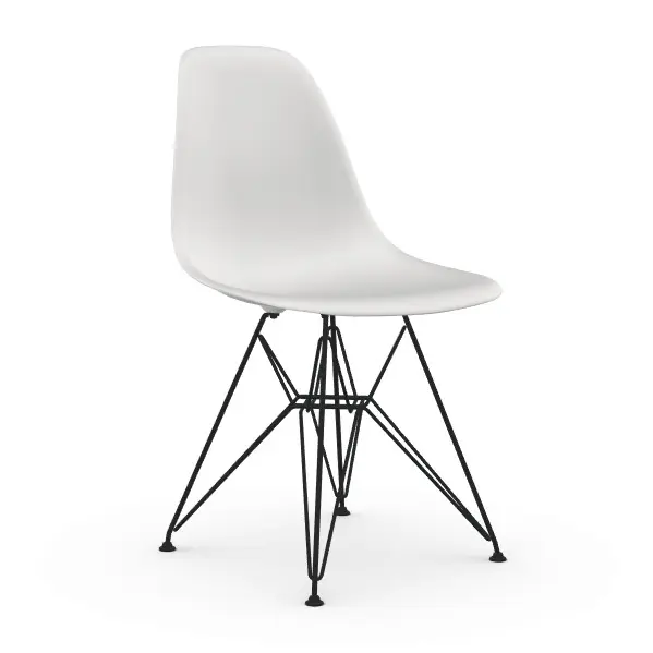 Sedia Eames Plastic Side Chair DSR (scocca bianca gambe nere)