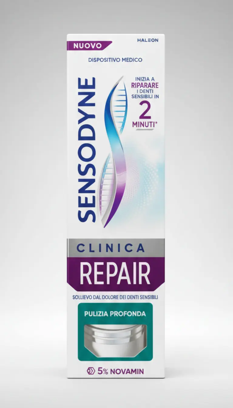 Sensodyne Clinical Repair Pulizia Profonda Dentifricio con Tecnologia NovaMin 5% per Riparazione Denti Sensibili 75ml