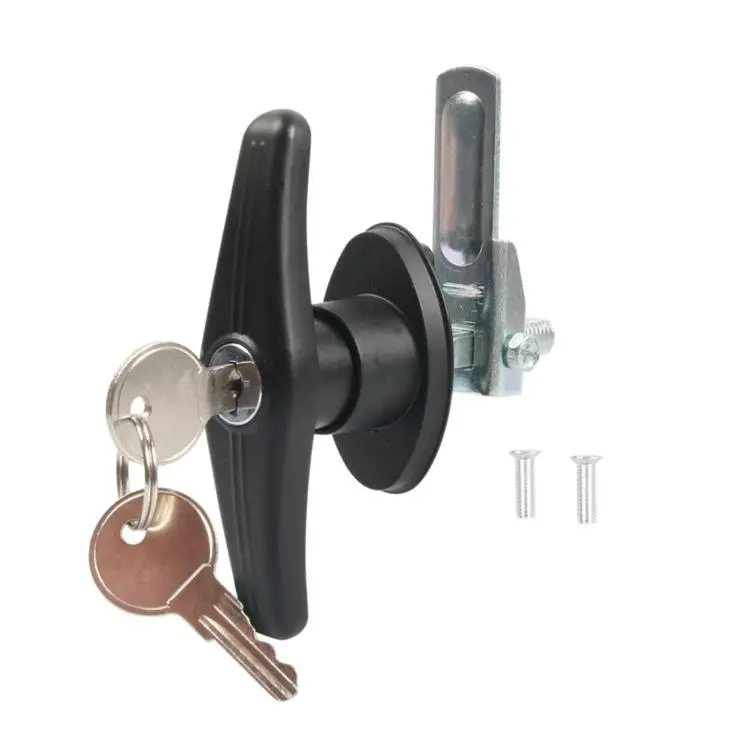 Serratura per cassetta degli attrezzi con maniglia a T in lega di zinco, per camper e auto., Black Left-opening, Black Right-opening, Bright Chrome Left-opening, Bright Chrome Right-opening