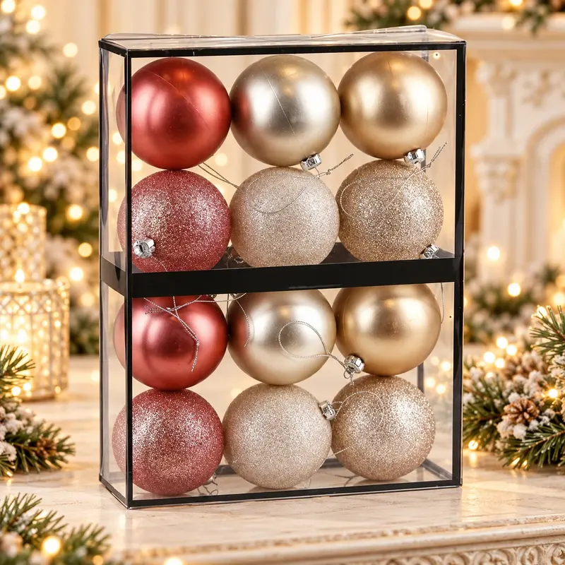 Set 12 Palline di Natale Rosa, Oro e Champagne – Goodwill, Ø 7cm