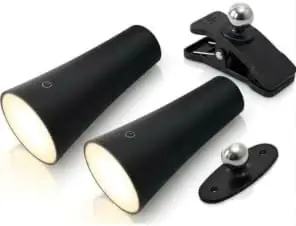 Set 2 Lampade LED Magnetiche Ricaricabili USB – 3 W, 210 Lumen, 5000 K – Batteria 2000 mAh – Adesivo e Clip Inclusi – Nere