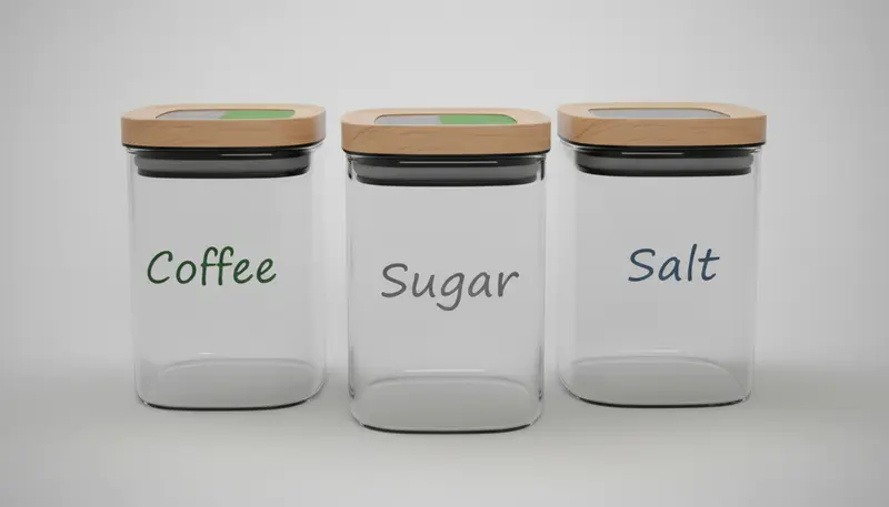 Set 3 Barattoli Cucina Vetro e Bambù 1 Litro | Sale, Zucchero, Caffè | Forma Quadrata Moderna | Coperchio in Legno con Chiusura Ermetica | Contenitori Alimentari